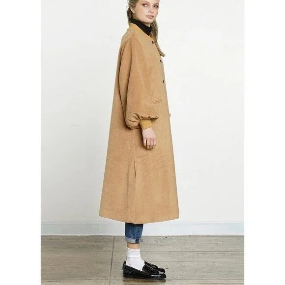 DRA Anthropologie Coat Womens Size Medium Cameron Trench Coat Wool Blend - Picture 2 of 8